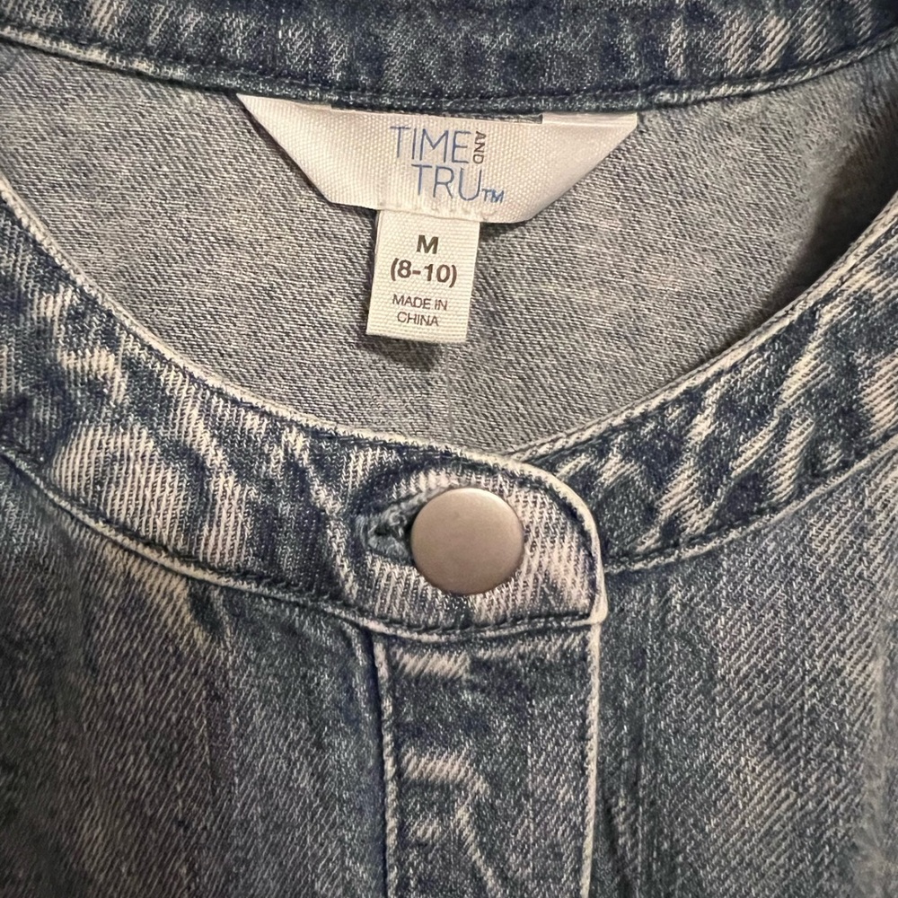 Time and Tru Women's Button Front Denim Mini Dress with Long Sleeves, Size M - Picture 8 of 14